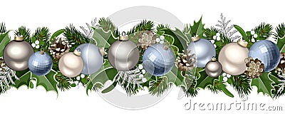 Christmas horizontal seamless garland. Vector Illustration