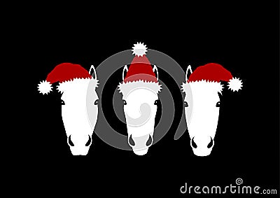 Christmas Horse heads group design Vector Illustration