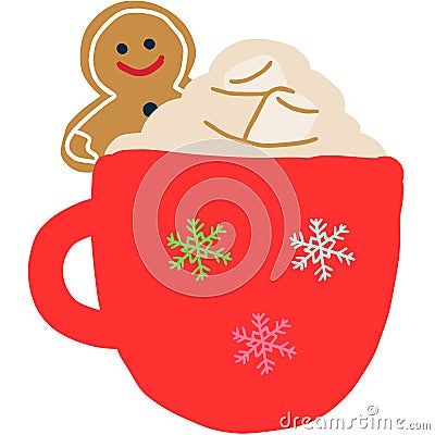 Christmas hot chocolate with whipped cream and gingerbread Stock Photo