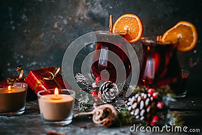 Christmas hot mulled wine Stock Photo