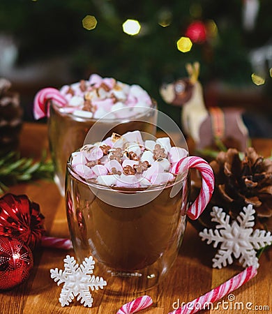 Christmas hotchocolate with marshmallow Stock Photo