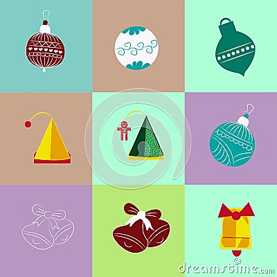 christmas icon set differend colourfull background Stock Photo