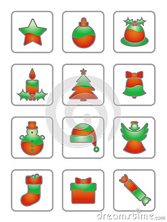 Christmas Icon Set On White Vector Illustration