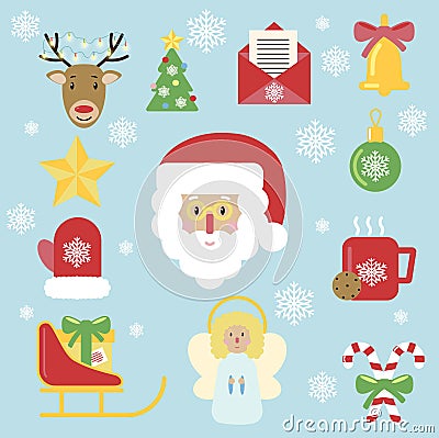 Christmas icon vector holly flat style Stock Photo