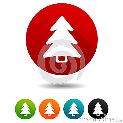 Christmas icons. Christmas tree signs. Holiday symbol. Vector Circle web buttons. Vector Illustration