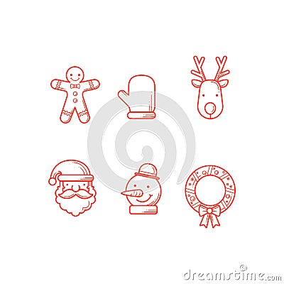 Christmas Icons Outline Vector Illustration