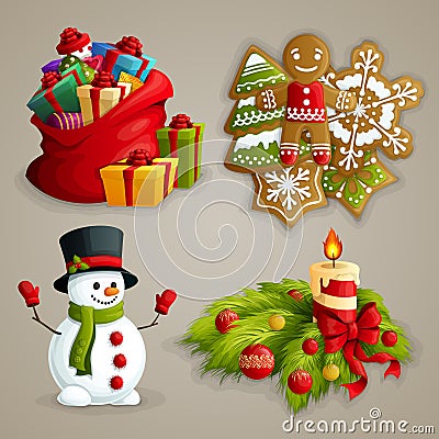 Christmas icons set Vector Illustration