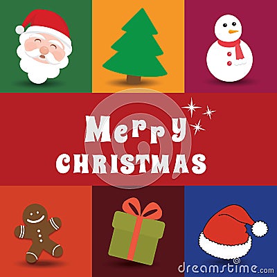 Christmas Icons set Cartoon Illustration