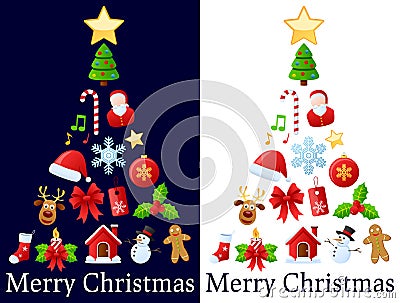 Christmas Icons Tree Vector Illustration