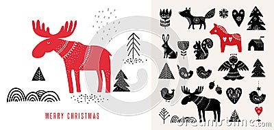 Christmas illustrations, in Scandinavian style Vector Illustration