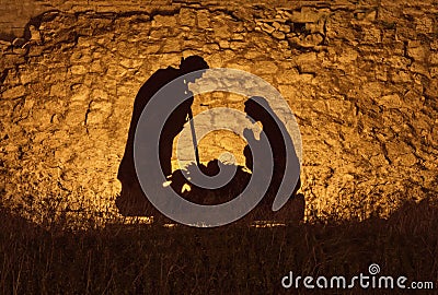 Christmas installation on the theme of the birth of Jesus Christ Stock Photo