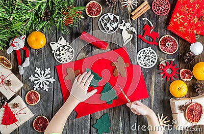 Christmas instruction. diy.Making handmade christmas toys and gifts Stock Photo