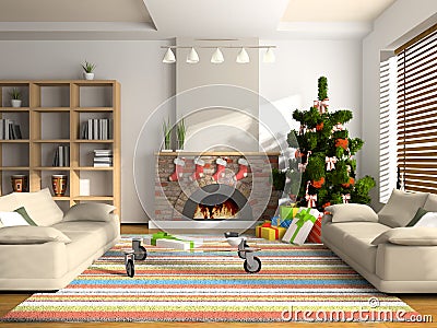 Christmas interior Cartoon Illustration