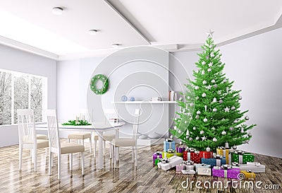 Christmas interior of living room 3d rendering Stock Photo