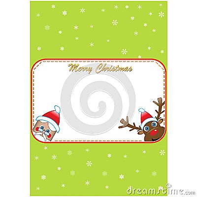 Christmas invite with santa and rudolf Vector Illustration