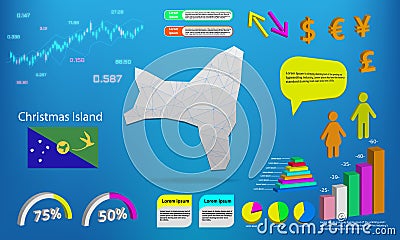 Christmas Island map info graphics - charts, symbols, elements and icons collection. Detailed christmas Island map with High Vector Illustration