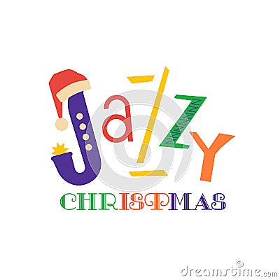 Christmas Jazz hand drawn flat color vector icon Cartoon Illustration