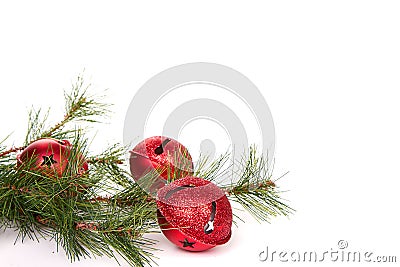 Christmas jingle bells with a pine branch Stock Photo