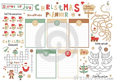 Christmas Kids Planner Vector Illustration