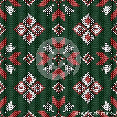 Christmas knitted pattern. Geometric abstract seamless pattern. Vector Illustration