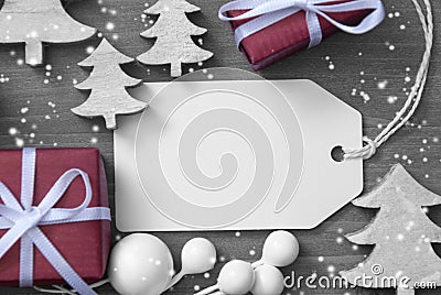 Christmas Label Copy Space Gift And Tree Stock Photo