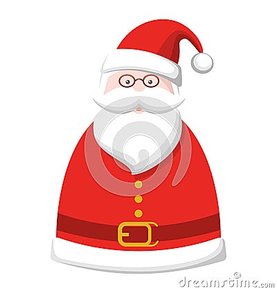 Christmas Label Icon with Santa Claus on White Vector Illustration