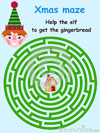 Christmas labyrinth for kids stock vector illustration Vector Illustration