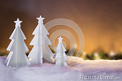 Christmas Landscape Concept - Three White Trees Stock Photo