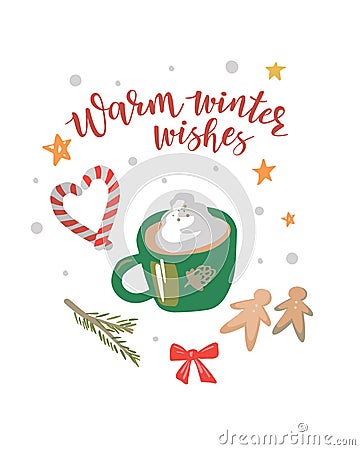Christmas latte on a white background Vector Illustration