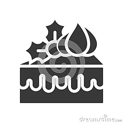 Christmas layered cake icon decoration with mistletoe Vector Illustration