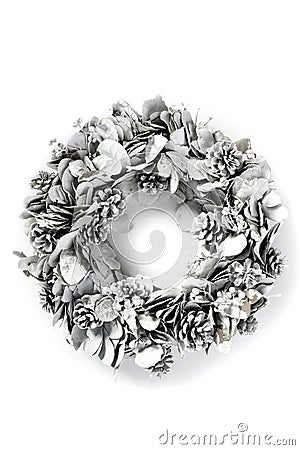 Christmas leaves ring gray silver Stock Photo
