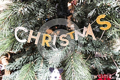 Christmas letters in a Christmas tree Stock Photo