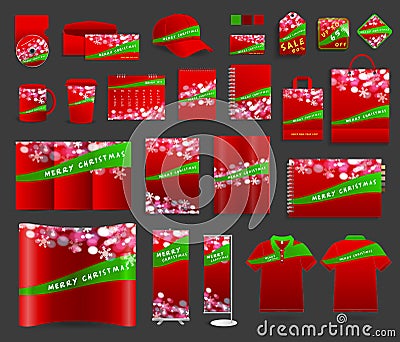 Christmas light background with corporate identity templates Vector Illustration
