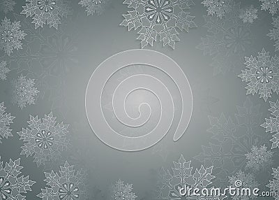 Christmas light gray composition with a set of elegant white snowflakes. Vector Illustration