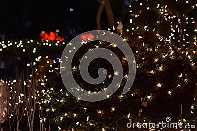 Christmas light in the night in New York, Usa Stock Photo