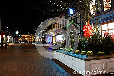 Christmas lights adorn the shopping district Editorial Stock Photo