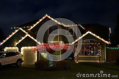 Christmas lights American home Stock Photo