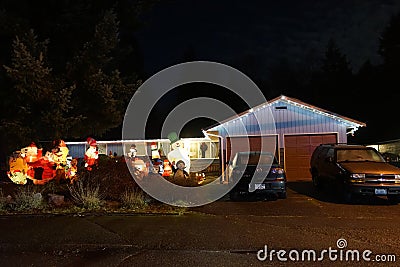 Christmas lights American home Editorial Stock Photo