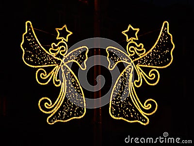 Christmas, lights, art, angels and night Stock Photo