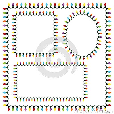 Christmas lights frames Stock Photo