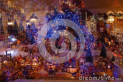 Christmas lights in front of residential house Stock Photo