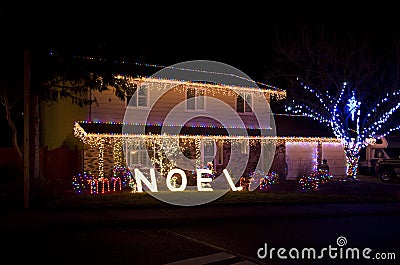 Christmas lights house Stock Photo
