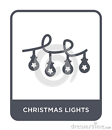 christmas lights icon in trendy design style. christmas lights icon isolated on white background. christmas lights vector icon Vector Illustration