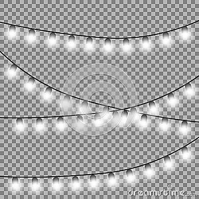 Christmas lights isolated design elements. Vector Illustration