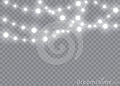 Christmas lights isolated realistic design elements. Vector Illustration