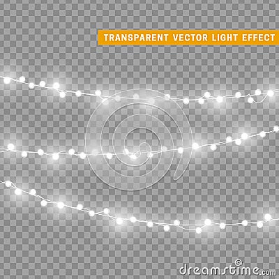 Christmas lights isolated realistic design elements. Vector Illustration