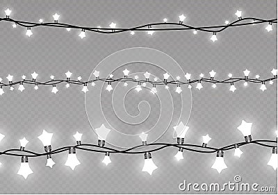 Christmas lights isolated on transparent background. Xmas glowing garland.Vector illustration Vector Illustration