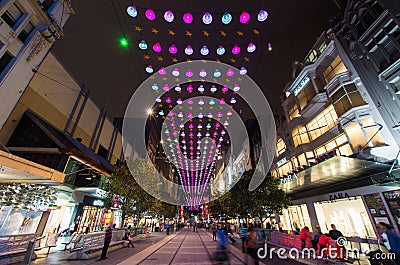 Christmas lights in Melbourne Bourke Street Mall Editorial Stock Photo