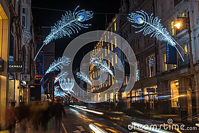 Christmas lights on New Bond Street, London, UK Editorial Stock Photo