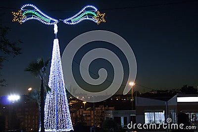 Christmas lights on the horizon Stock Photo